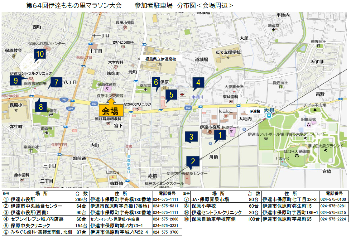〈会場周辺〉大会参加者駐車場の地図
